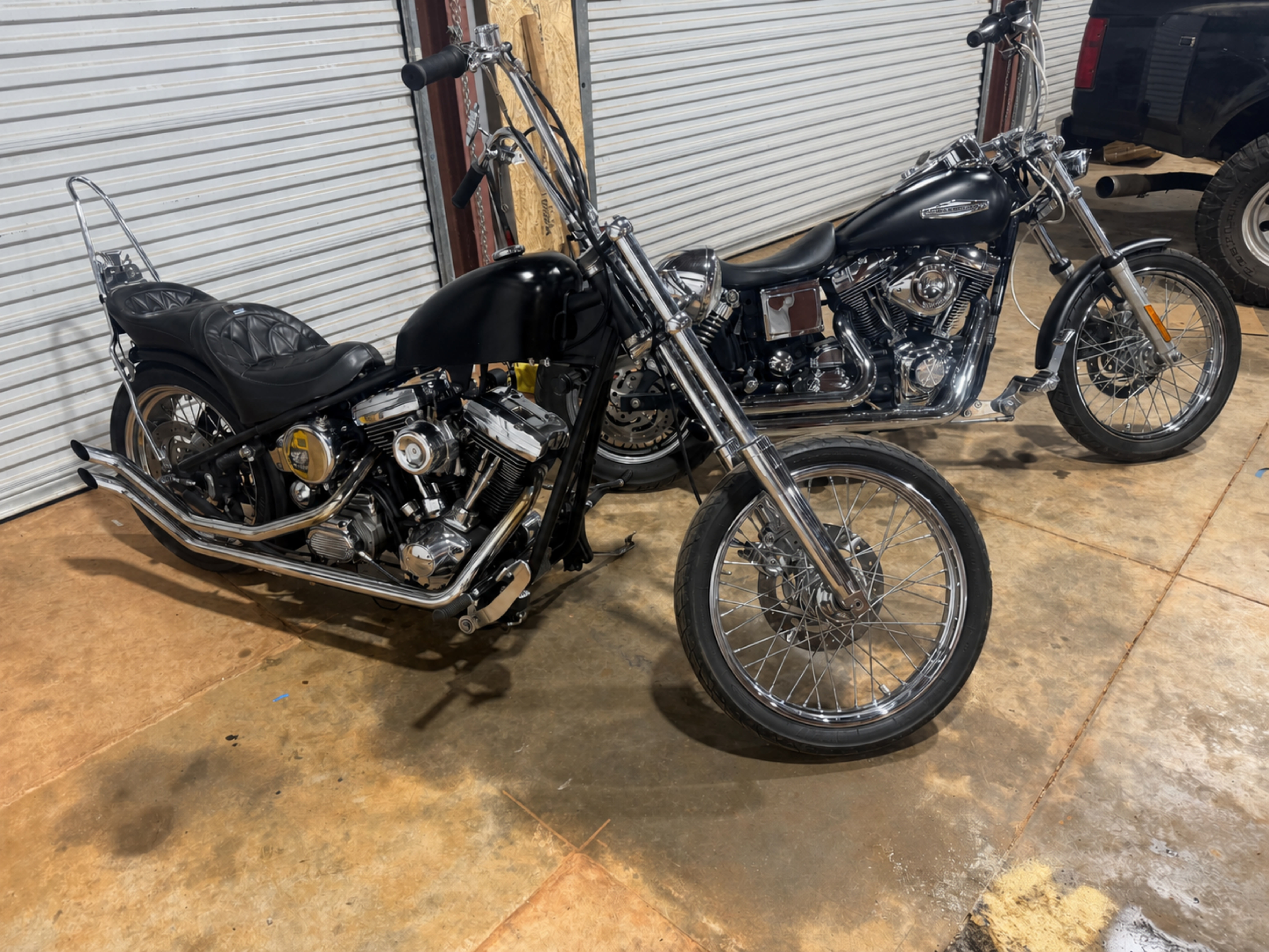 Custom Harleys in the Swafford Speed shop